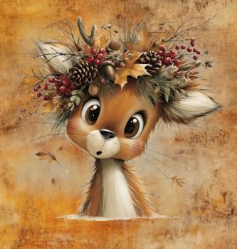 HalloAutumn Panel Reh orange – BIO French Terry