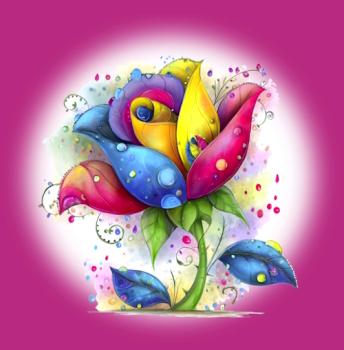 Rainbow - Panelbild Rose 70cm - BIO French Terry