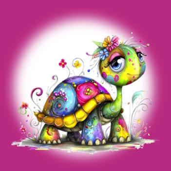 Rainbow - Panelbild Schildkröte 70cm - BIO French Terry