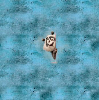 Preview: Guck Guck 2026 - Panelbild Panda blau - BIO French Terry