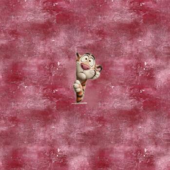 Preview: Guck Guck 2026 - Panelbild Tiger rot - BIO French Terry