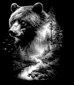 Wild - Panelbild Bär 70cm - BIO French Terry