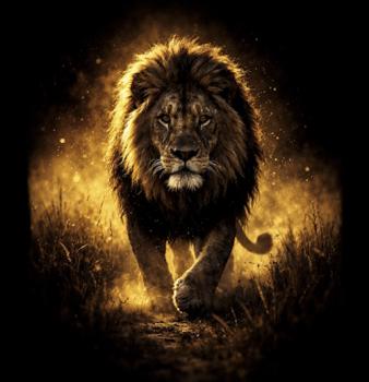 Wild - Panelbild Savannenlöwe 70cm - BIO French Terry