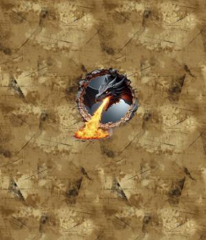 Preview: Wallies - Panelbild Drache braun 70cm - BIO French Terry