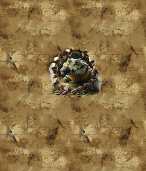Preview: Wallies - Panelbild Krokodil 70cm - BIO French Terry