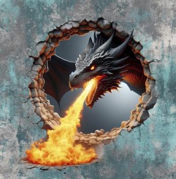 Wallies - Panelbild Drache türkis 70cm - BIO French Terry
