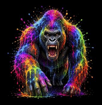 Wild Und Bunt - Panelbild Gorilla 70cm - BIO French Terry