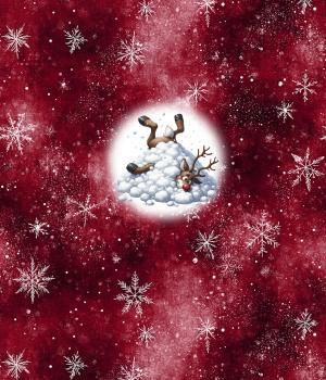 Preview: Winter Panel Rentier im Schnee - BIO French Terry