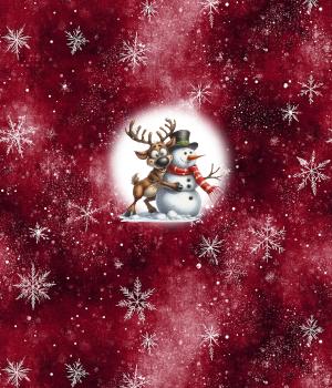 Preview: Winter Panel Rentier und Schneemann - BIO French Terry