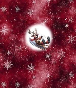 Winter Panel Schlittenrentier - BIO French Terry