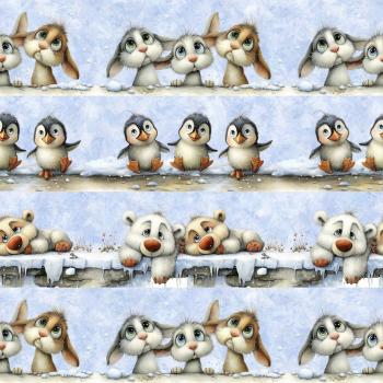 Winter Allover Tiere - Überbreite BIO French Terry