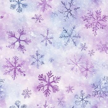 Winter Schneeflocken lila blau - Überbreite BIO French Terry