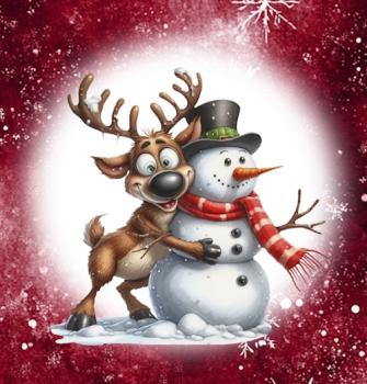 Winter Panel Rentier und Schneemann - BIO French Terry