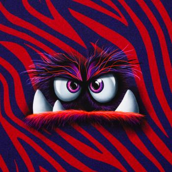 VORBESTELLUNG - Panel Monsta rot by Thorsten Berger - French Terry, Swafing