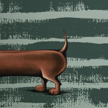Preview: VORBESTELLUNG - Panel Dachshund Berny grün by Thorsten Berger - French Terry, Swafing