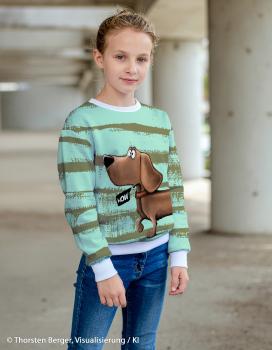 Preview: VORBESTELLUNG - Panel Dachshund Berny mint by Thorsten Berger - French Terry, Swafing