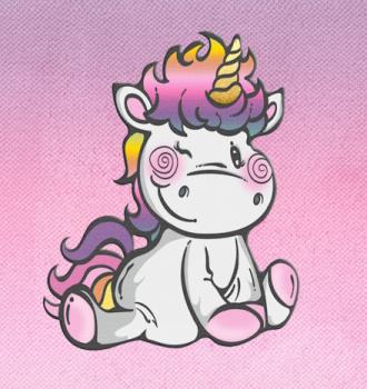 Preview: Panelbild Einhorn sitzend - BIO Jersey