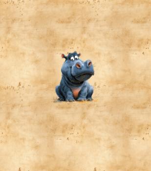 Preview: Schrullige Safari - Nilpferd - BIO French Terry