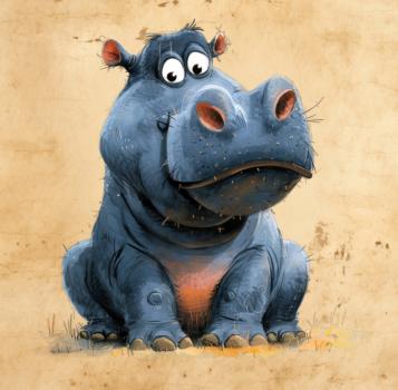 Schrullige Safari - Nilpferd - BIO French Terry