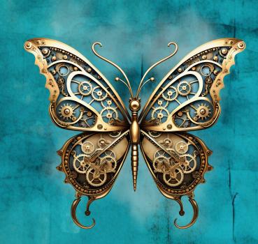 Steampunk Schmetterling Panel – BIO French Terry