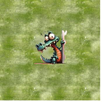 Preview: Guck Guck Krokodil Panel – BIO French Terry