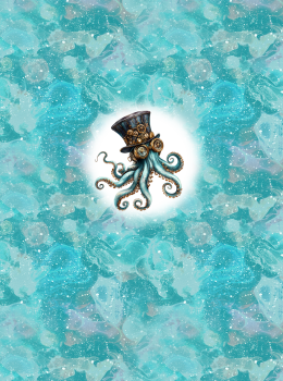Sealife - Steampunk Oktopus 70cm - BIO Jersey