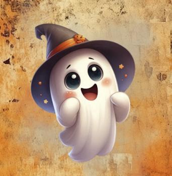 Halloween - Panelbild Geist - BIO French Terry