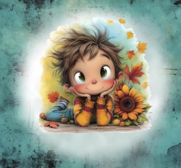 Hello Autumn - Panelbild Herbstjunge - BIO French Terry