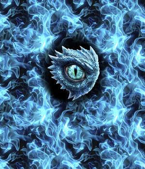Preview: Drachenauge Blau Panel – BIO French Terry