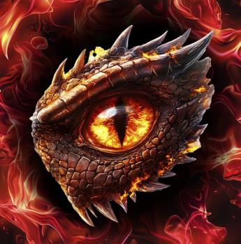 On Fire - Panelbild Drachenauge rot 70cm - BIO French Terry