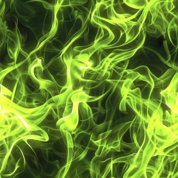 Flammen Grün Stoff – BIO French Terry