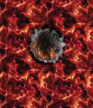 On Fire - Panelbild Pferdekopf 70cm - BIO French Terry