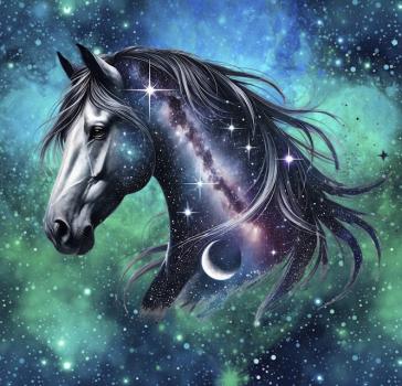 Galaxy Pferd Panel – BIO French Terry
