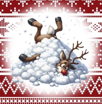 Hello Winter - Rentier im Schnee rot 70cm - BIO French Terry