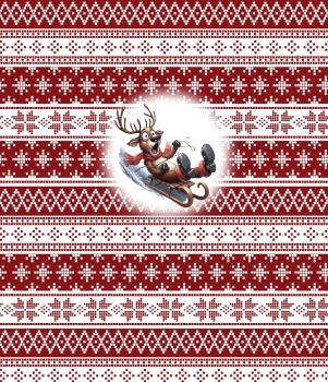 Hello Winter - Schlittenrentier rot 70cm - BIO French Terry