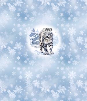 Preview: Hello Winter - Schneeleopard 70cm - BIO French Terry