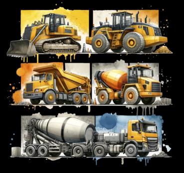 Baustellen Panel Stoff – Bagger & LKW