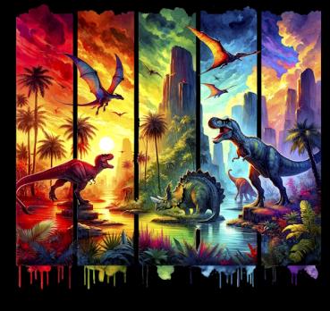 Dinosaurier Panel Stoff bunt – Dino Stoff