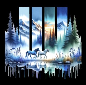 Winterpferde Panel French Terry – Pferde Stoff