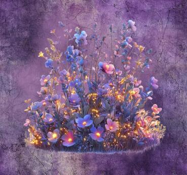 Midnight Garden - Blumen 70cm - BIO French Terry