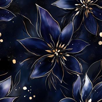 Fairytale - Blumen blau - Überbreite BIO French Terry