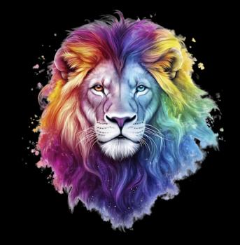 Rainbow & Denim - Löwe 70cm - BIO French Terry