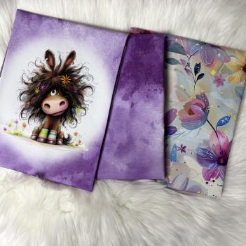 Stoffpaket - Crazy Animals Pferd lila