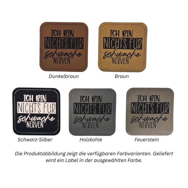 Kunstleder Label Ich bin nichts für schwache Nerven