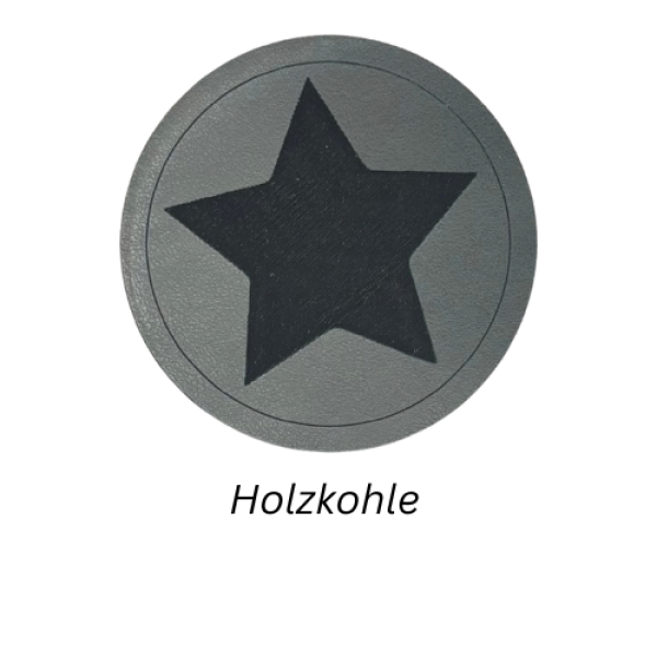 Kunstleder Label Stern Holzkohle