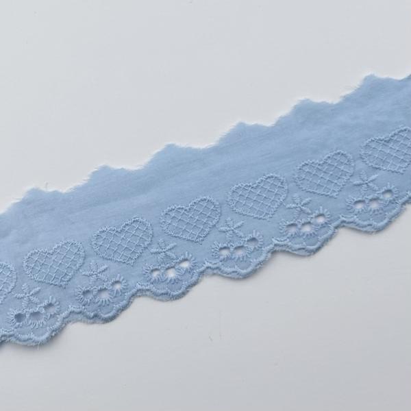 Wäschespitze Herzen hellblau 50mm
