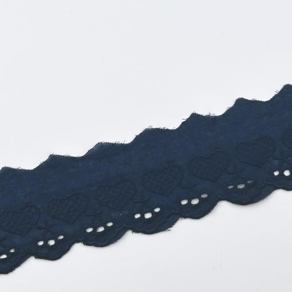 Wäschespitze Herzen dunkelblau 50mm