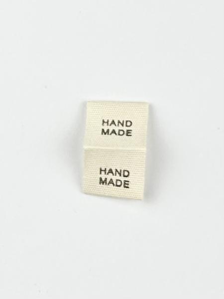 Webetikett Handmade creme mit grauer Schrift