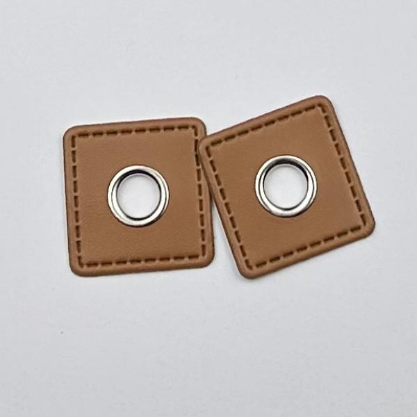 1 Paar Ösenpatch Quadrat braun 10mm