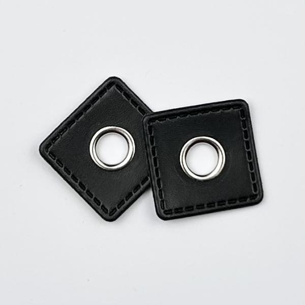 1 Paar Ösenpatch Quadrat schwarz 10mm